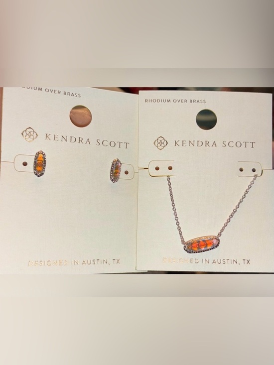 Kendra Scott Jewelry - KENDRA SCOTT SET Clear Iridescent Dichroic Glass Rhodium Necklace & Earrings NWT